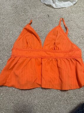 SHEIN Bright Orange V-Neck Spaghetti Strap Camisole
